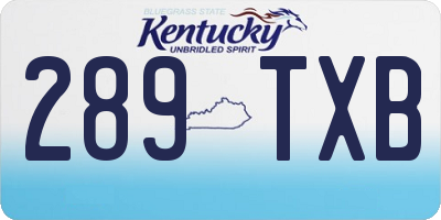 KY license plate 289TXB