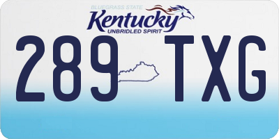 KY license plate 289TXG