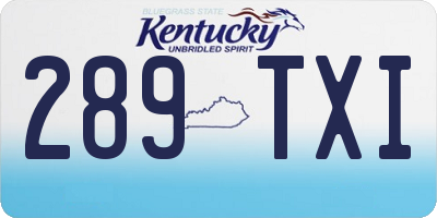 KY license plate 289TXI