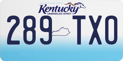KY license plate 289TXO
