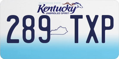 KY license plate 289TXP