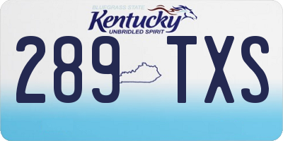 KY license plate 289TXS