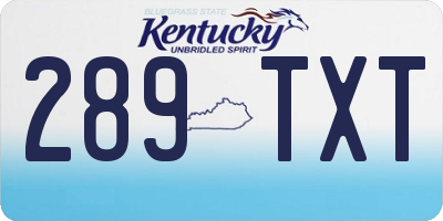 KY license plate 289TXT