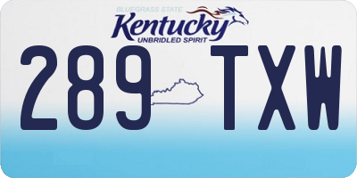 KY license plate 289TXW