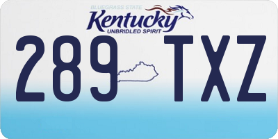 KY license plate 289TXZ