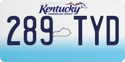 KY license plate 289TYD