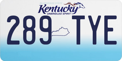 KY license plate 289TYE