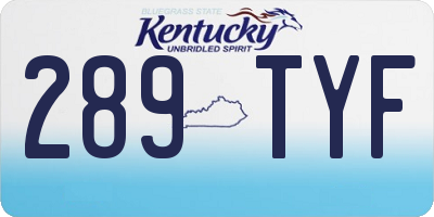 KY license plate 289TYF