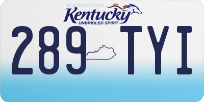KY license plate 289TYI