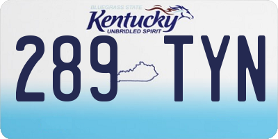 KY license plate 289TYN