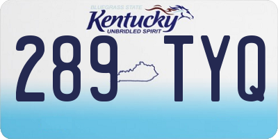 KY license plate 289TYQ
