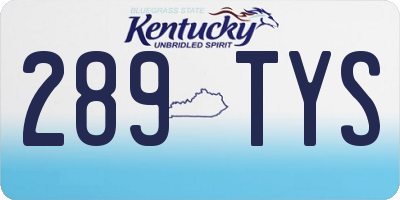 KY license plate 289TYS
