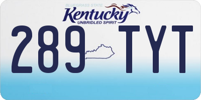 KY license plate 289TYT