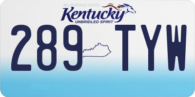 KY license plate 289TYW