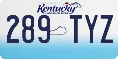 KY license plate 289TYZ