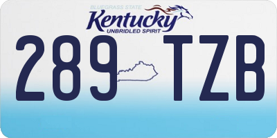 KY license plate 289TZB