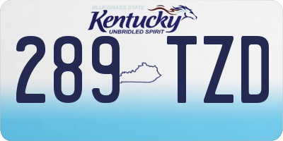 KY license plate 289TZD