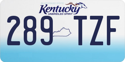 KY license plate 289TZF