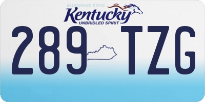 KY license plate 289TZG