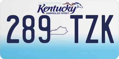 KY license plate 289TZK