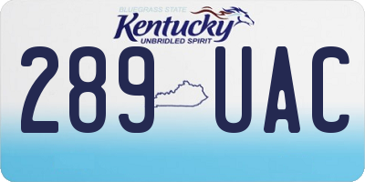 KY license plate 289UAC