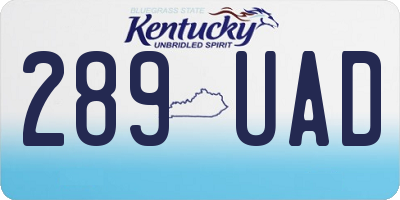 KY license plate 289UAD