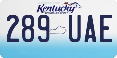 KY license plate 289UAE