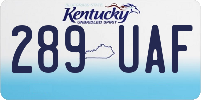 KY license plate 289UAF