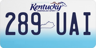 KY license plate 289UAI