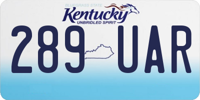 KY license plate 289UAR
