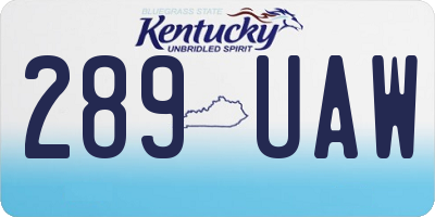 KY license plate 289UAW