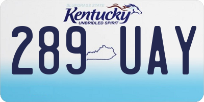 KY license plate 289UAY