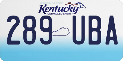 KY license plate 289UBA