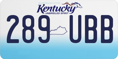 KY license plate 289UBB
