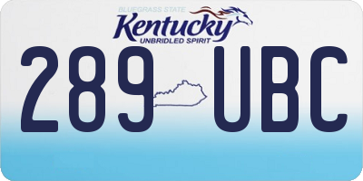 KY license plate 289UBC