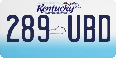 KY license plate 289UBD