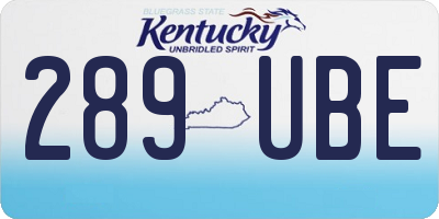 KY license plate 289UBE