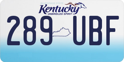 KY license plate 289UBF