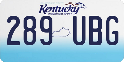 KY license plate 289UBG