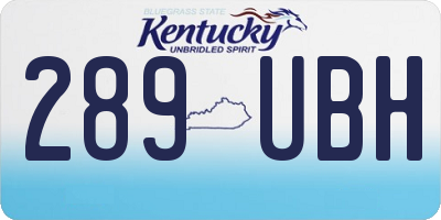 KY license plate 289UBH