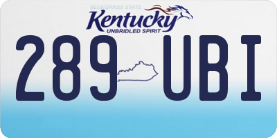 KY license plate 289UBI