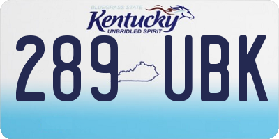KY license plate 289UBK
