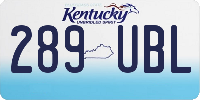 KY license plate 289UBL