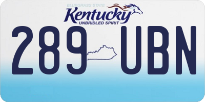 KY license plate 289UBN