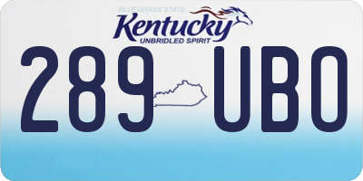 KY license plate 289UBO