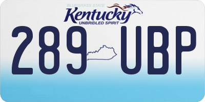 KY license plate 289UBP