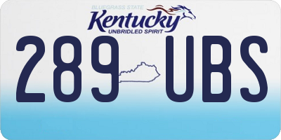 KY license plate 289UBS