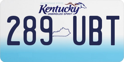 KY license plate 289UBT