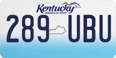KY license plate 289UBU