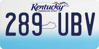 KY license plate 289UBV